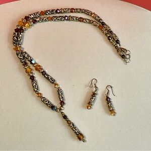 Amber & Brown Hand-Strung Jewelry Set